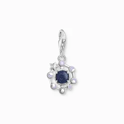 Discount Charm-Anhänger Mondphasen mit imitiertem Sandstein Silber geschwärzt Damen Charms|Charms