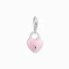 Best Sale Charm-Anhänger rosa Herzschloss Silber Damen Charms|Charms