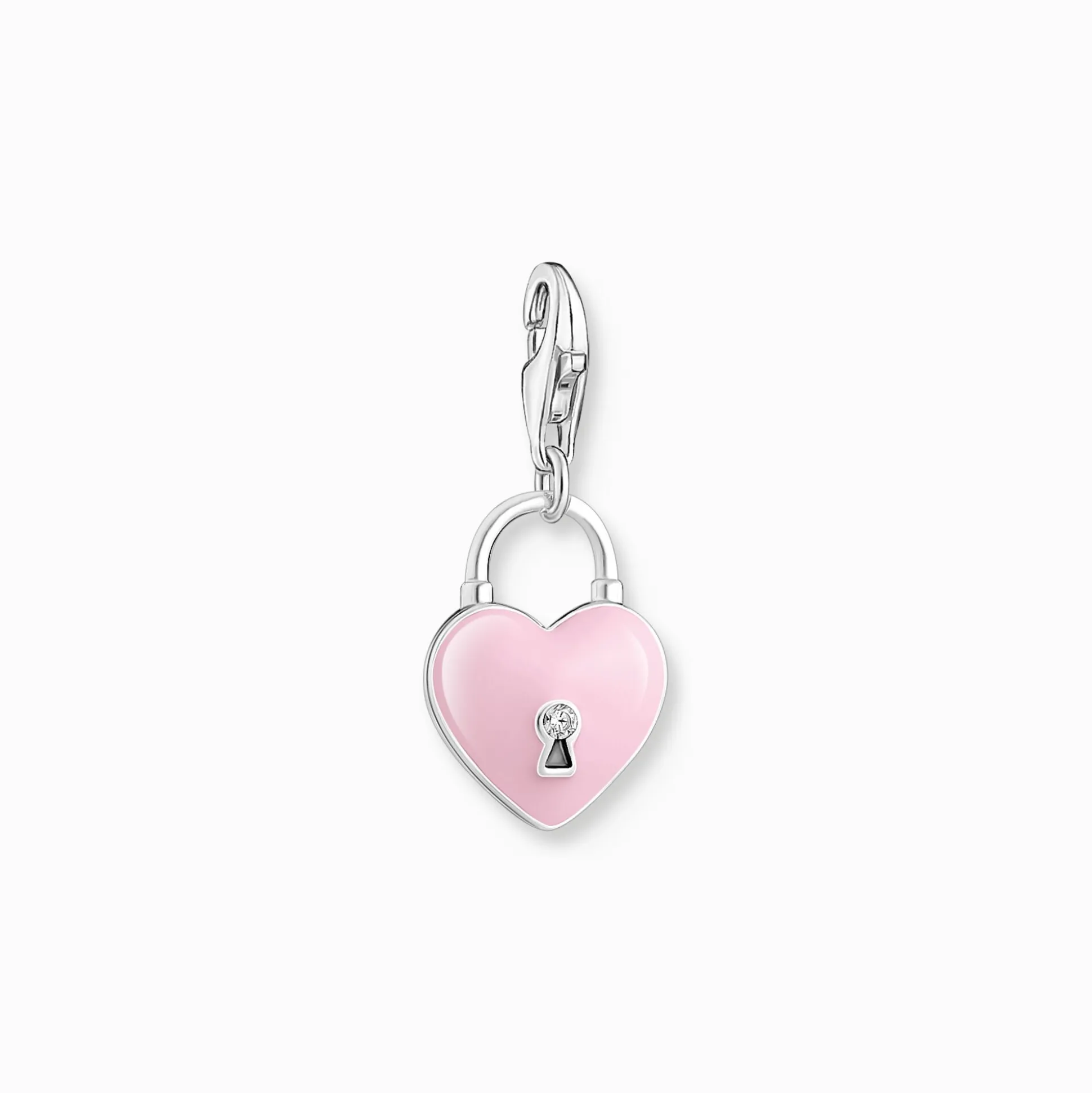 Best Sale Charm-Anhänger rosa Herzschloss Silber Damen Charms|Charms