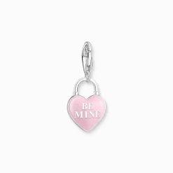 Best Sale Charm-Anhänger rosa Herzschloss Silber Damen Charms|Charms
