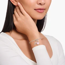 Best Sale Charm-Anhänger rosa Herzschloss Silber Damen Charms|Charms