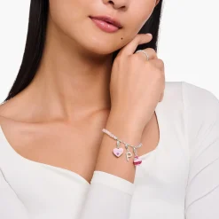 Store Charm-Anhänger rosa Je t´aime Herz Silber Damen Charms|Charms