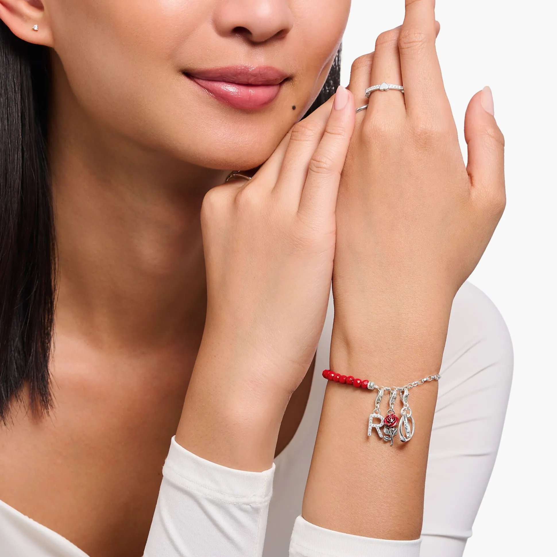 Best Sale Charm-Anhänger rote Rose Silber Damen Charms|Charms