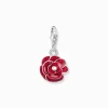 Sale Charm-Anhänger rote Rose Silber Damen Charms|Charms