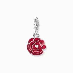 Sale Charm-Anhänger rote Rose Silber Damen Charms|Charms