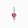 Best Charm-Anhänger roter Herz-Lollipop Silber Damen Charms|Charms