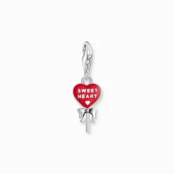 Best Charm-Anhänger roter Herz-Lollipop Silber Damen Charms|Charms