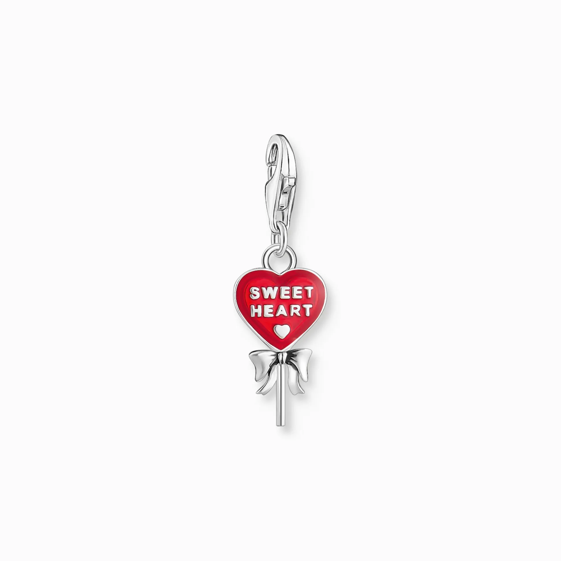 Best Charm-Anhänger roter Herz-Lollipop Silber Damen Charms|Charms