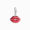 Online Charm-Anhänger roter Kussmund Silber Damen Charms|Charms