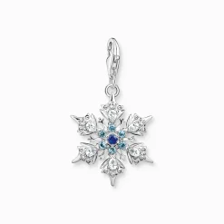 Outlet Charm-Anhänger Schneeflocke mit blauen Steinen silber Damen Charms|Charms
