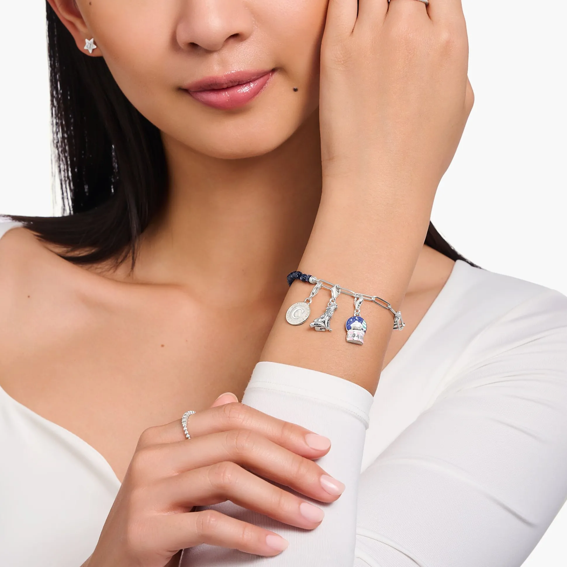 Outlet Charm-Anhänger Schneekugel Silber Damen Charms|Charms