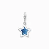 Cheap Charm-Anhänger Stern in Dunkelblau Silber Damen Charms|Charms