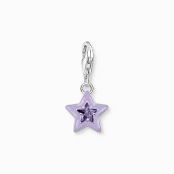 Flash Sale Charm-Anhänger Stern mit violetten Steinen und Kaltemaille Silber Damen Charms|Charms