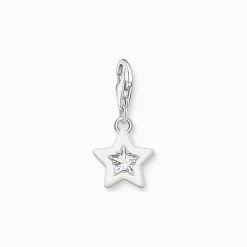 Shop Charm-Anhänger Stern mit weiße Steinen und weißer Kaltemaille Silber Damen Charms|Charms