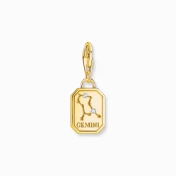 Best Sale Charm-Anhänger Sternzeichen Zwilling mit Steinen vergoldet Damen Charms|Charms