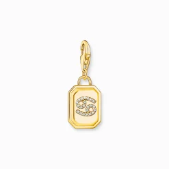 Outlet Charm-Anhänger Sternzeichen Krebs mit Steinen vergoldet Damen Charms|Charms