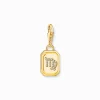 New Charm-Anhänger Sternzeichen Jungfrau mit Steinen vergoldet Damen Charms|Charms