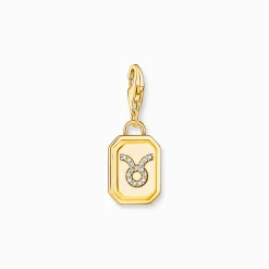 Best Sale Charm-Anhänger Sternzeichen Stier mit Steinen vergoldet Damen Charms|Charms