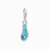 Fashion Charm-Anhänger türkiser Flip-Flop mit bunten Steinen Silber Damen Charms|Charms