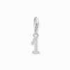 Store Charm-Anhänger Zahl 1 mit weißen Steinen Silber Damen Charms|Charms