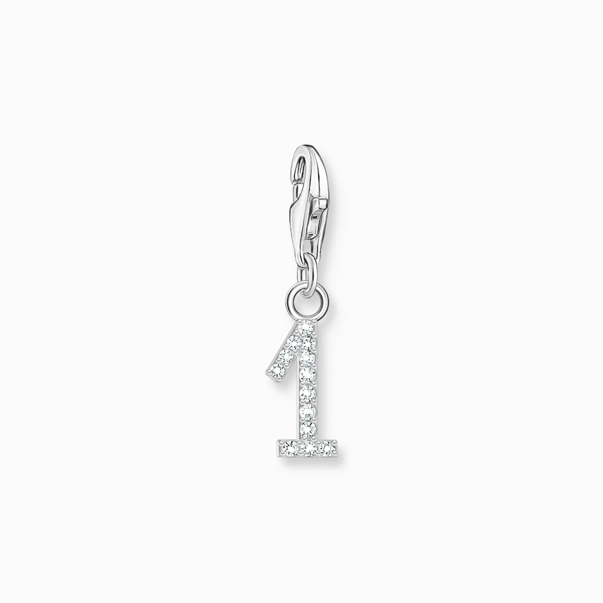 Store Charm-Anhänger Zahl 1 mit weißen Steinen Silber Damen Charms|Charms