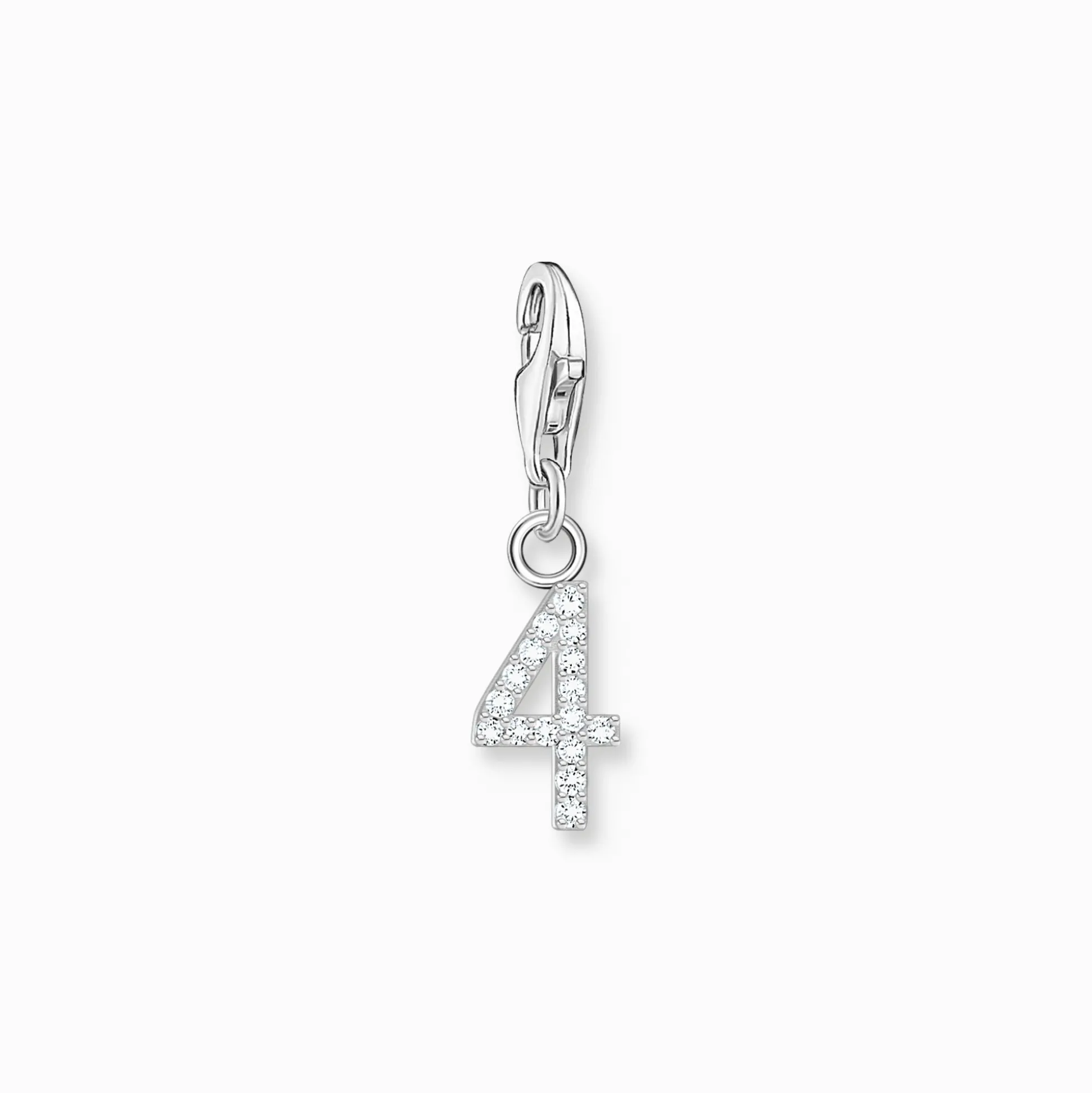 Cheap Charm-Anhänger Zahl 4 mit weißen Steinen Silber Damen Charms|Charms