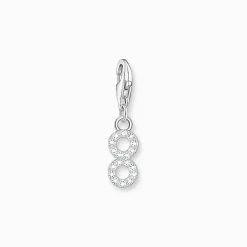 Cheap Charm-Anhänger Zahl 8 mit weißen Steinen Silber Damen Charms|Charms
