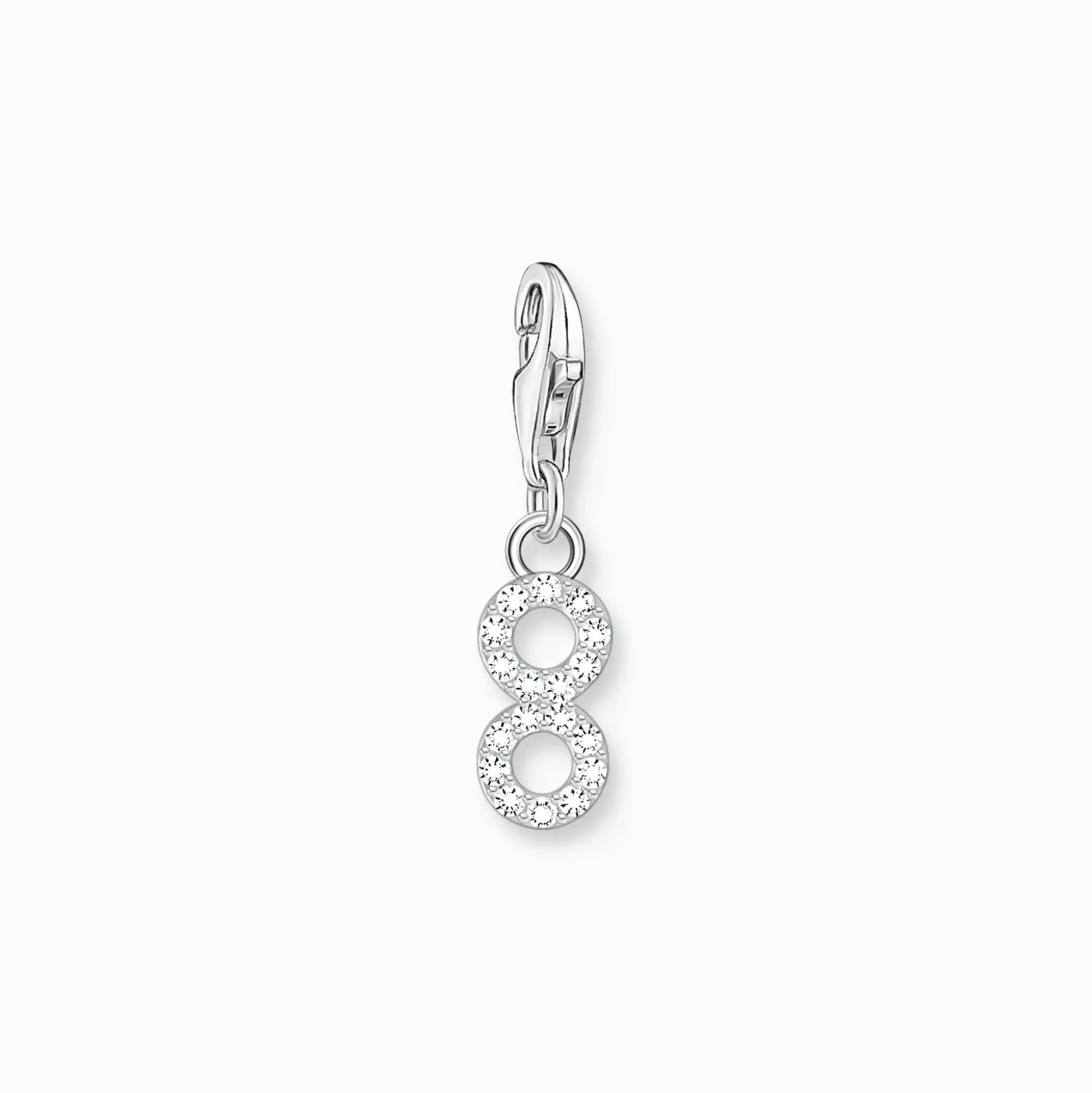 Cheap Charm-Anhänger Zahl 8 mit weißen Steinen Silber Damen Charms|Charms