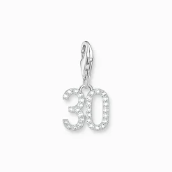 Cheap Charm-Anhänger Zahl 30 mit weißen Steinen Silber Damen Charms|Charms