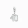 Best Sale Charm-Anhänger Zahl 40 mit weißen Steinen Silber Damen Charms|Charms