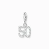 Clearance Charm-Anhänger Zahl 50 mit weißen Steinen Silber Damen Charms|Charms