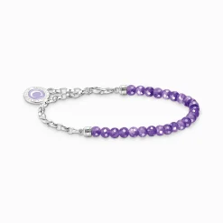 Best Charm-Armband mit Gliedern und imitiertem Amethyst Silber Damen Charm Armbänder|Charm Armbänder
