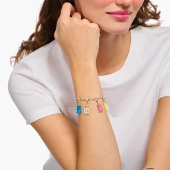 Best Sale Charm-Armband mit Goldbären Logo-Ring Silber Damen Armbänder|Charm Armbänder
