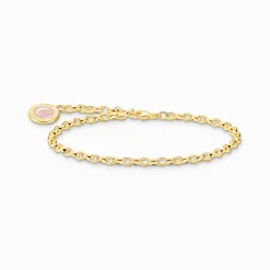 Store Charm-Armband mit pinkem Coin vergoldet Damen Charm Armbänder|Charm Armbänder