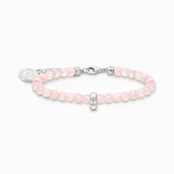 Cheap Charm-Armband mit rosa Beads Silber Damen Charm Armbänder|Charm Armbänder