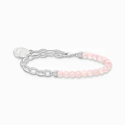 Cheap Charm-Armband mit Rosenquarz-Beads und Coin Silber Damen Charm Armbänder|Charm Armbänder