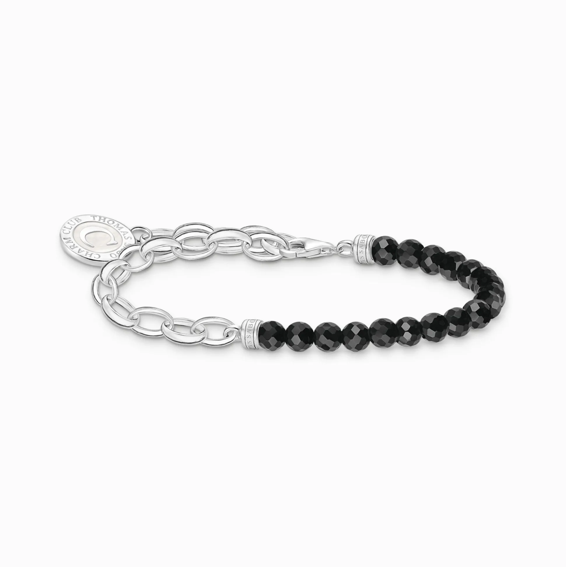 Clearance Charm-Armband mit schwarzen Obsidian-Beads und Coin Silber Damen Charm Armbänder|Charm Armbänder