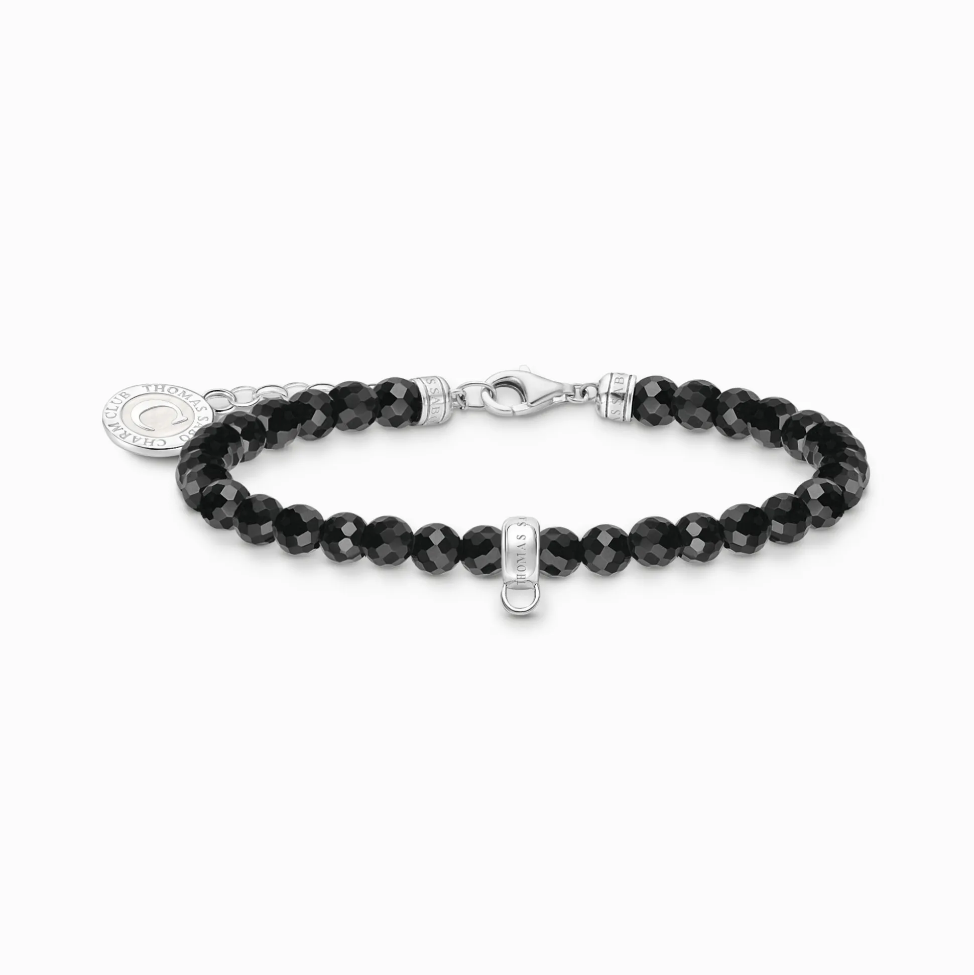 Hot Charm-Armband mit schwarzen Beads Silber Damen Charm Armbänder|Charm Armbänder