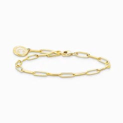 Clearance Charm-Armband mit weißem Coin vergoldet Damen Charm Armbänder|Charm Armbänder