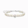 Best Sale Charm-Armband mit weißen, ovalen Perlen Silber Damen Charm Armbänder|Charm Armbänder