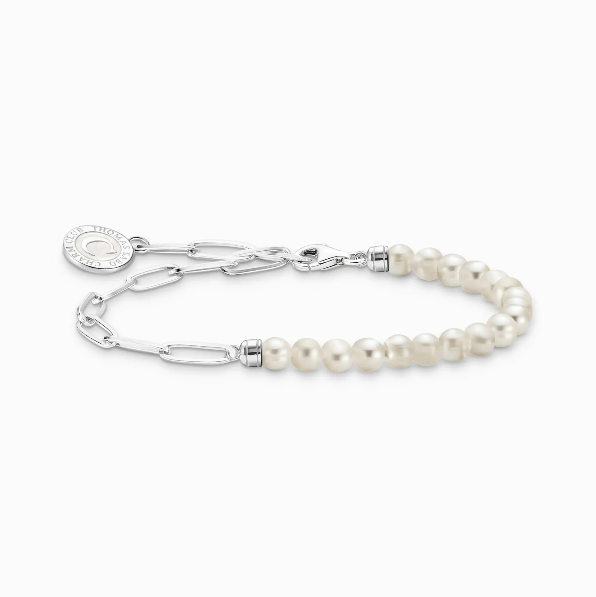 Fashion Charm-Armband mit weißen Perlen und Coin Silber Damen Charm Armbänder|Charm Armbänder