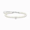 Sale Charm-Armband mit weißen Perlen Silber Damen Charm Armbänder|Charm Armbänder
