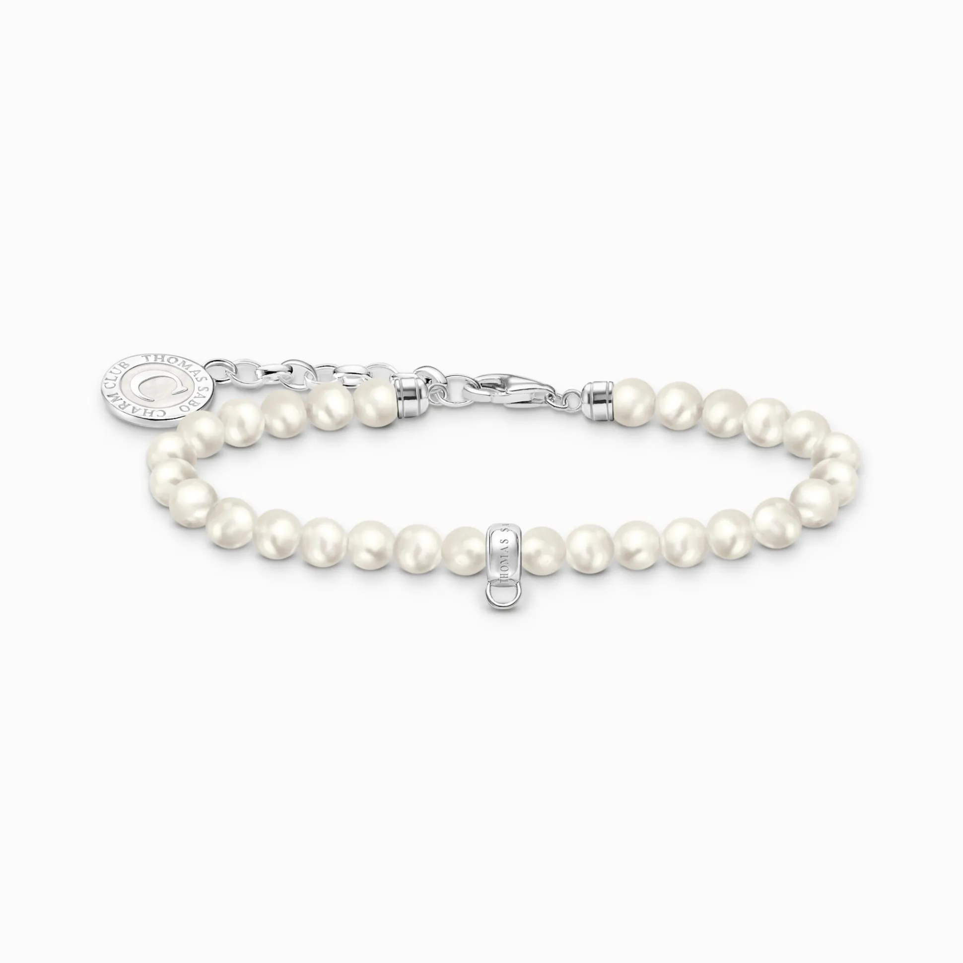 Sale Charm-Armband mit weißen Perlen Silber Damen Charm Armbänder|Charm Armbänder