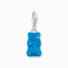 Fashion Charm-Goldbären-Anhänger in Blau Silber Damen Charms|Charms