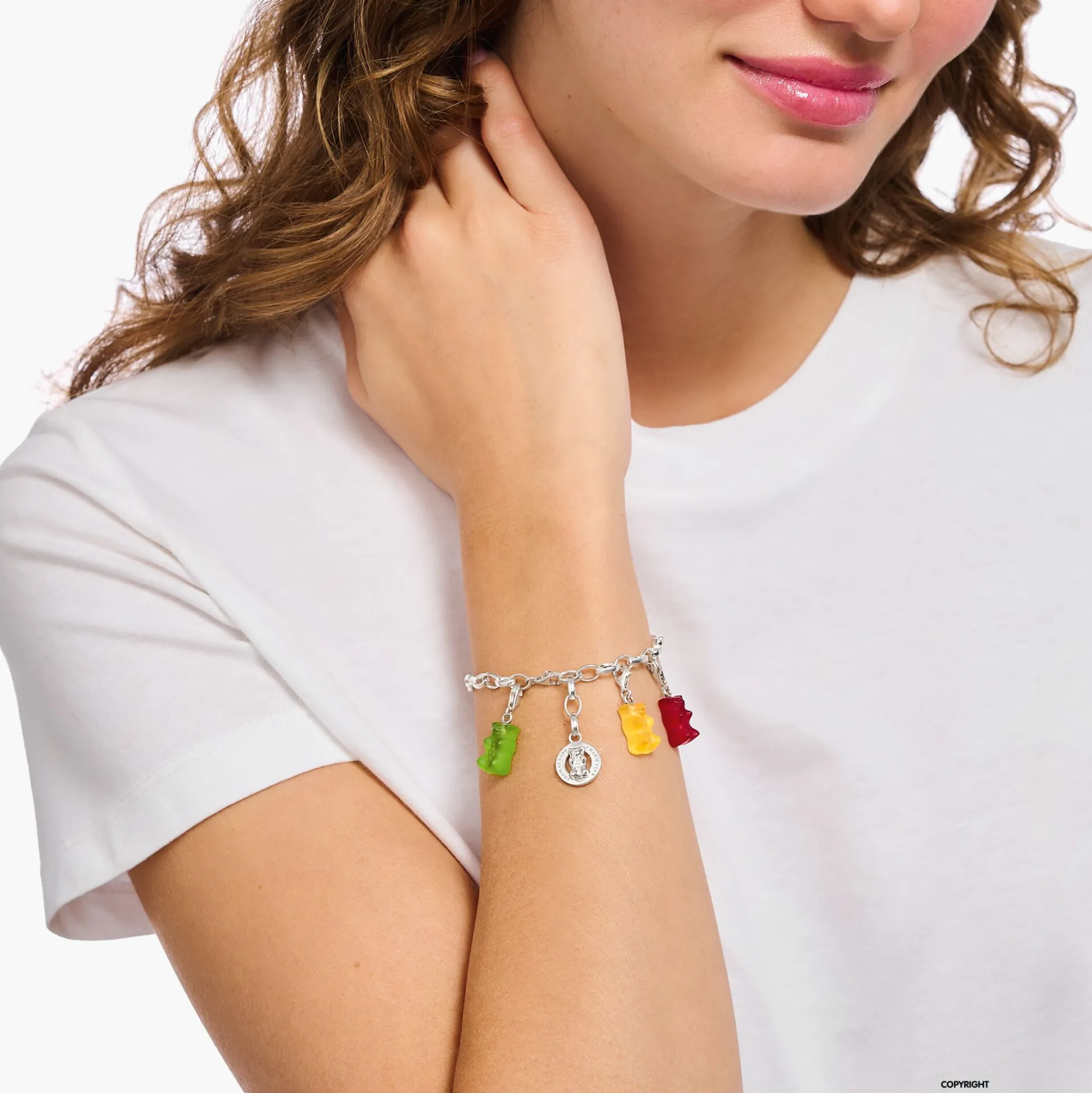 Fashion Charm-Goldbären-Anhänger in Gelb Silber Damen Charms|Charms