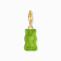 Hot Charm-Goldbären-Anhänger in Grün vergoldet Damen 18K Vergoldung - 925 Silber|Charms