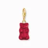 Best Sale Charm-Goldbären-Anhänger in Rot vergoldet Damen Charms|Charms