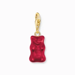 Best Sale Charm-Goldbären-Anhänger in Rot vergoldet Damen Charms|Charms