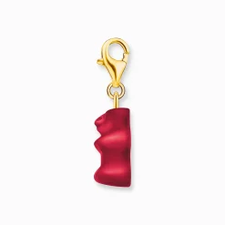 Best Sale Charm-Goldbären-Anhänger in Rot vergoldet Damen Charms|Charms