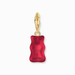 Best Sale Charm-Goldbären-Anhänger in Rot vergoldet Damen Charms|Charms